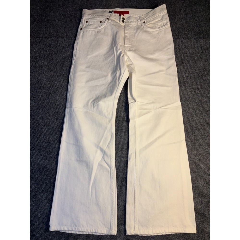 FCUK Bootcut Jeans Womens 32 White Denim Light Wash Grunge Streetwear Button Fly - Picture 2 of 11
